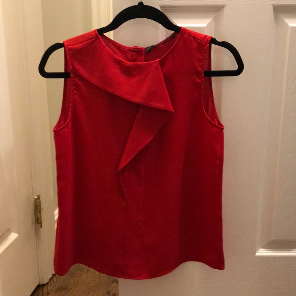 Zara red sleeveless blouse w/ back button detail
